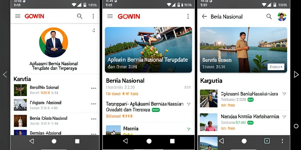 Antarmuka GOWIN yang menampilkan berita nasional terkini.