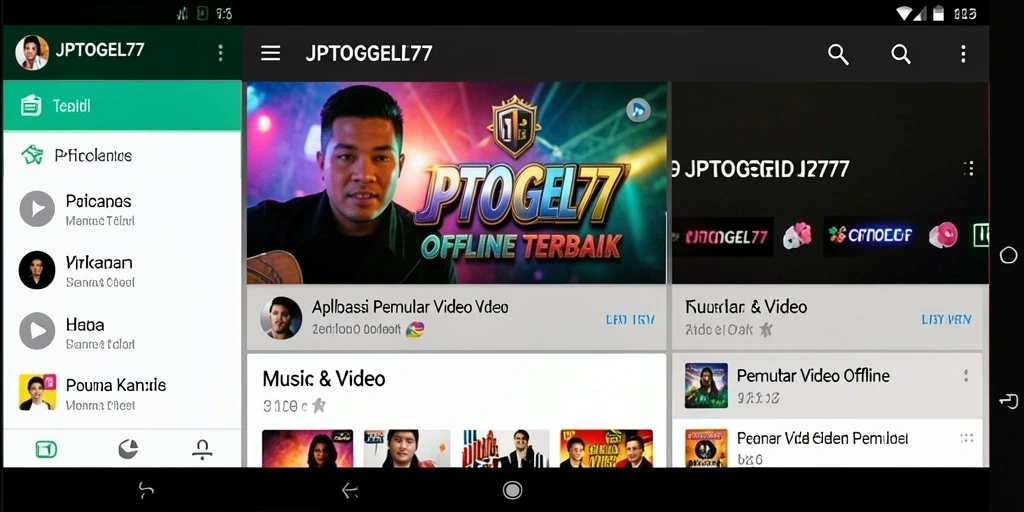 Tampilan antarmuka user-friendly dari aplikasi Pemutar Video Offline JPTOGEL77.